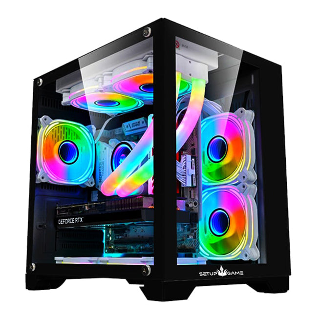 Robin Cube M-ATX/ITX Gaming PC Desktop Computer Case Black with Side Tempered Glass Panels with 7 Fan Support (Fans not including) Robin Cube M-ATX/ITX Gaming PC Desktop Computer Case Black with Side Tempered Glass Panels with 7 Fan Support (Fans not including)